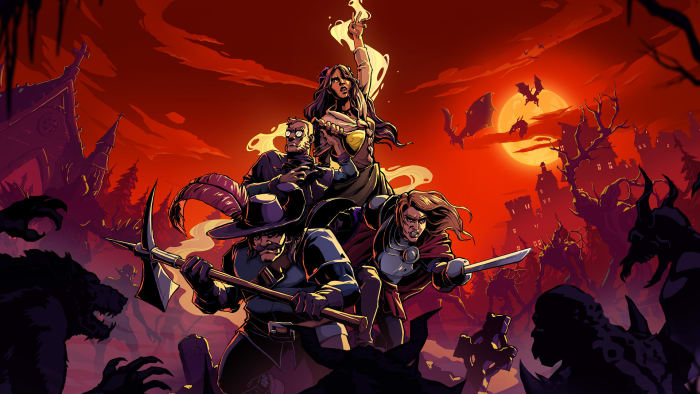 Hexxen: Hunters keyart of four characters surrounded by undead.
